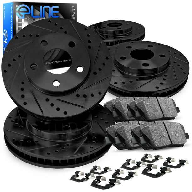 For 2007-2012 Nissan Sentra Front Black Drill/Slot Brake Rotors+Ceramic Pads 